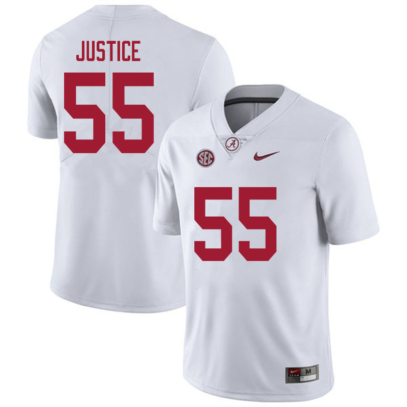 Alabama Crimson Tide Men's Kevin Justice #55 White NCAA Nike Authentic Stitched 2020 College Football Jersey NW16E18GB